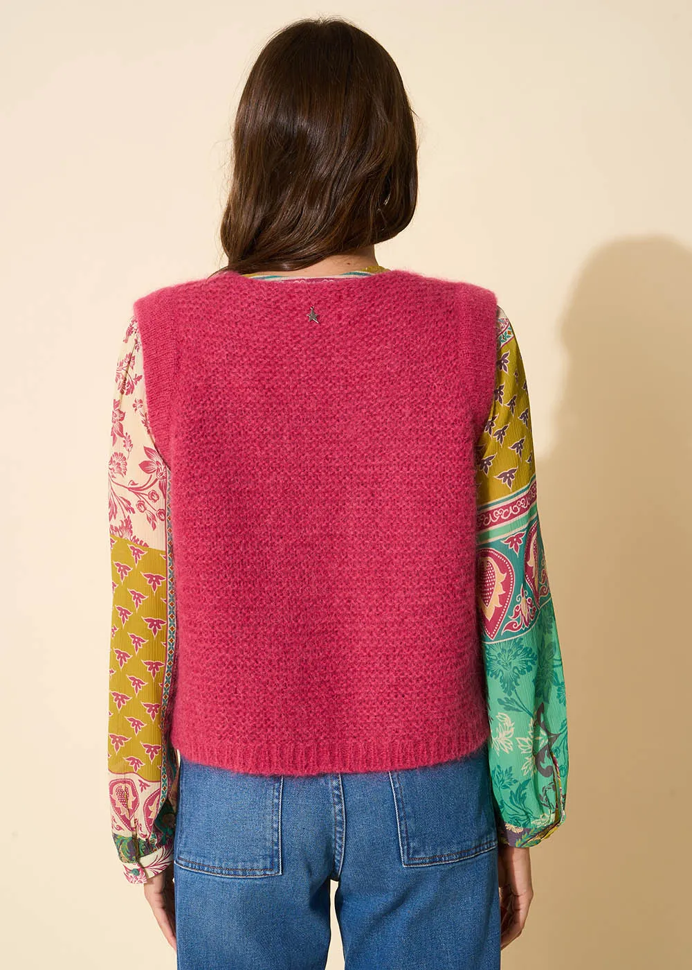 Gilet court sans manches en mohair