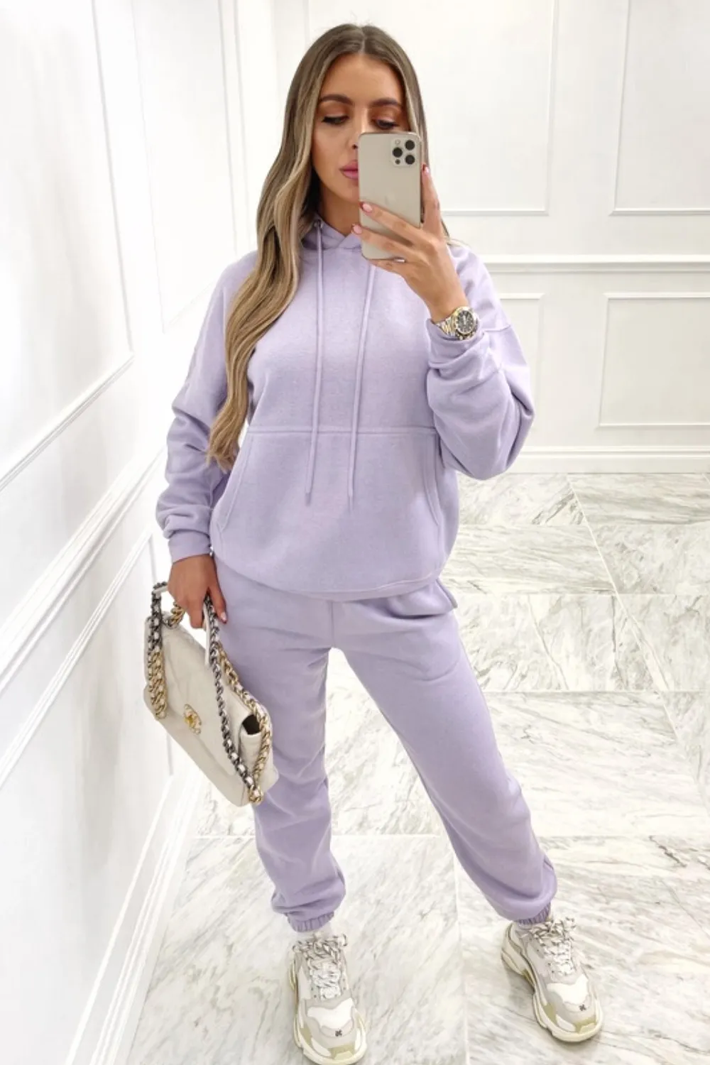 Glamify lilac essential hooded loungewear set