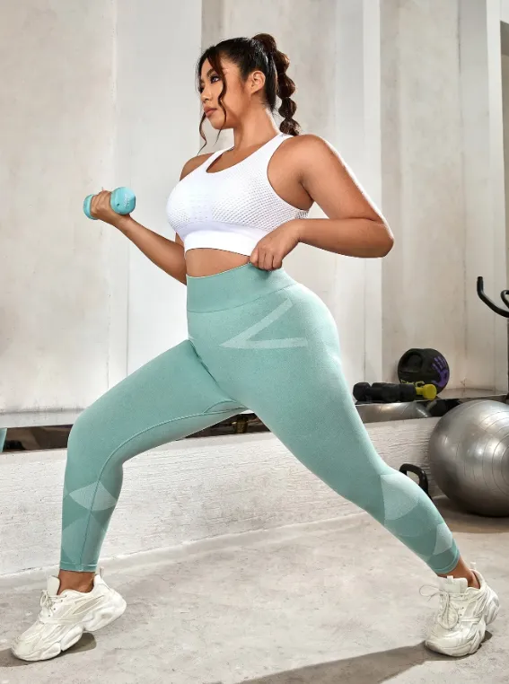 Gym Bunny Mint Green Tummy Control Gym Leggings - Plus