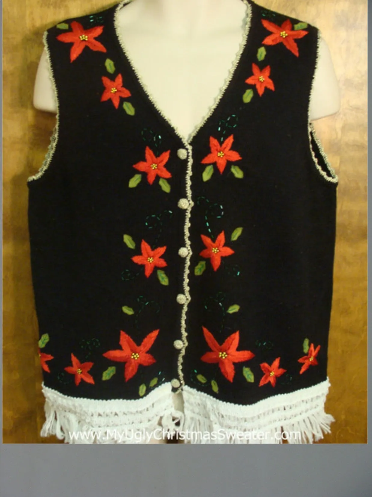 Holiday Poinsettias Cute Christmas Sweater Vest