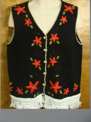 Holiday Poinsettias Cute Christmas Sweater Vest