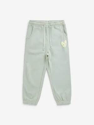 HOP Kids Sage Heart Design High-Rise Cotton Blend Joggers