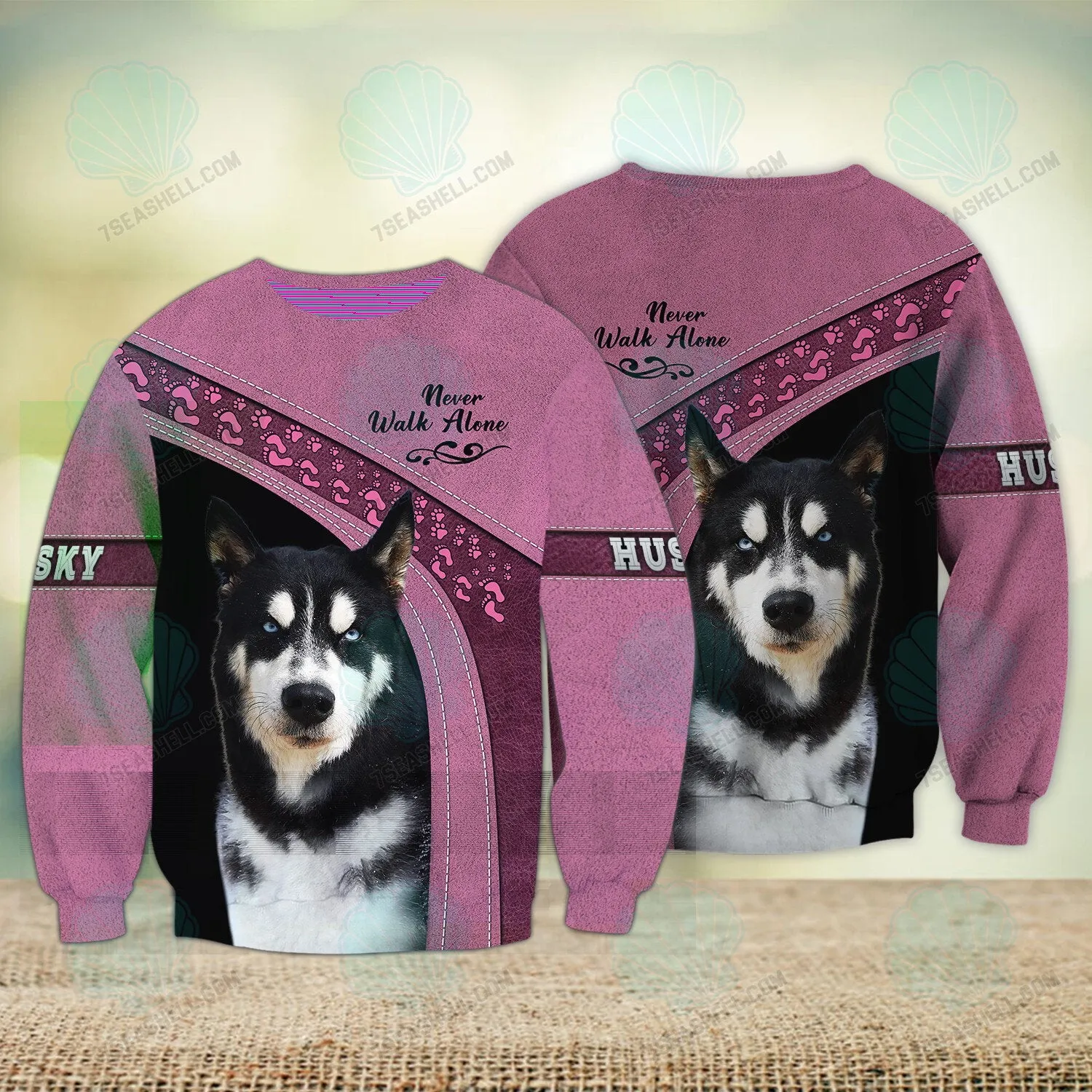 Husky Love Never Walk Alone 3D Full Print Shirts, Christmas Dog Memorial Gifts for loss of Dog