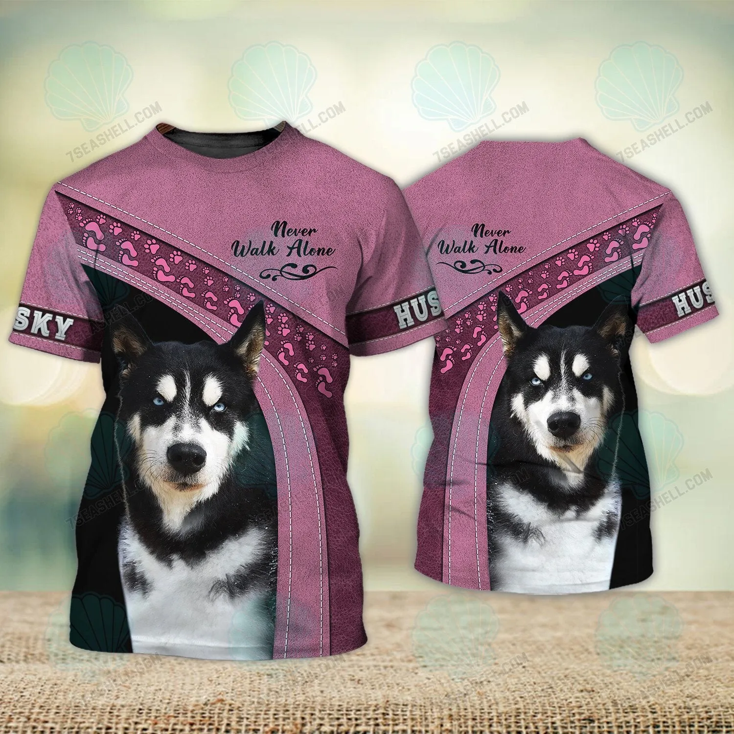 Husky Love Never Walk Alone 3D Full Print Shirts, Christmas Dog Memorial Gifts for loss of Dog