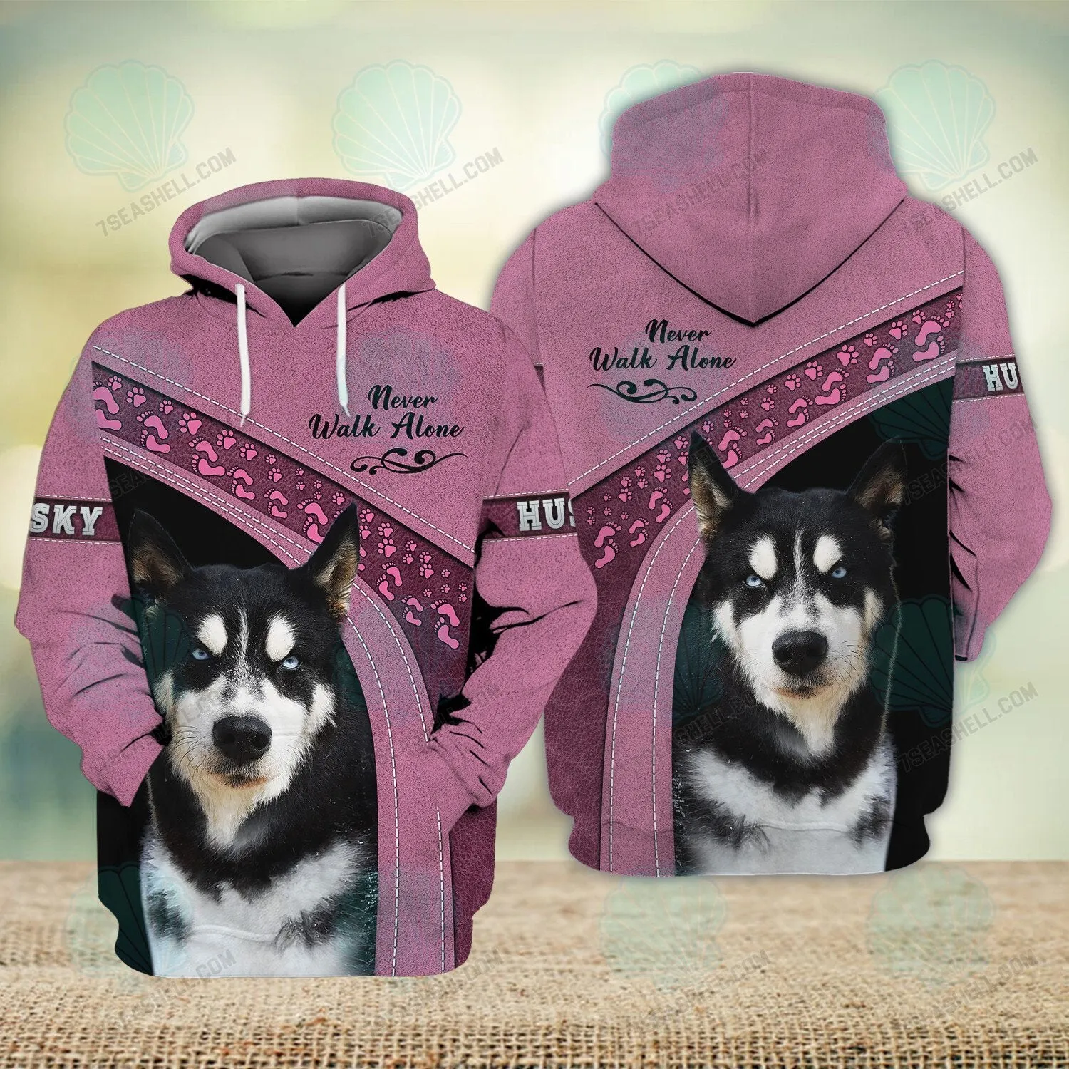 Husky Love Never Walk Alone 3D Full Print Shirts, Christmas Dog Memorial Gifts for loss of Dog