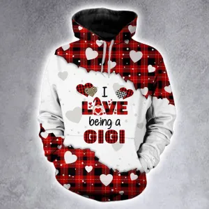 I Love Being A Gigi Leopard Red Buffalo Christmas Hoodie