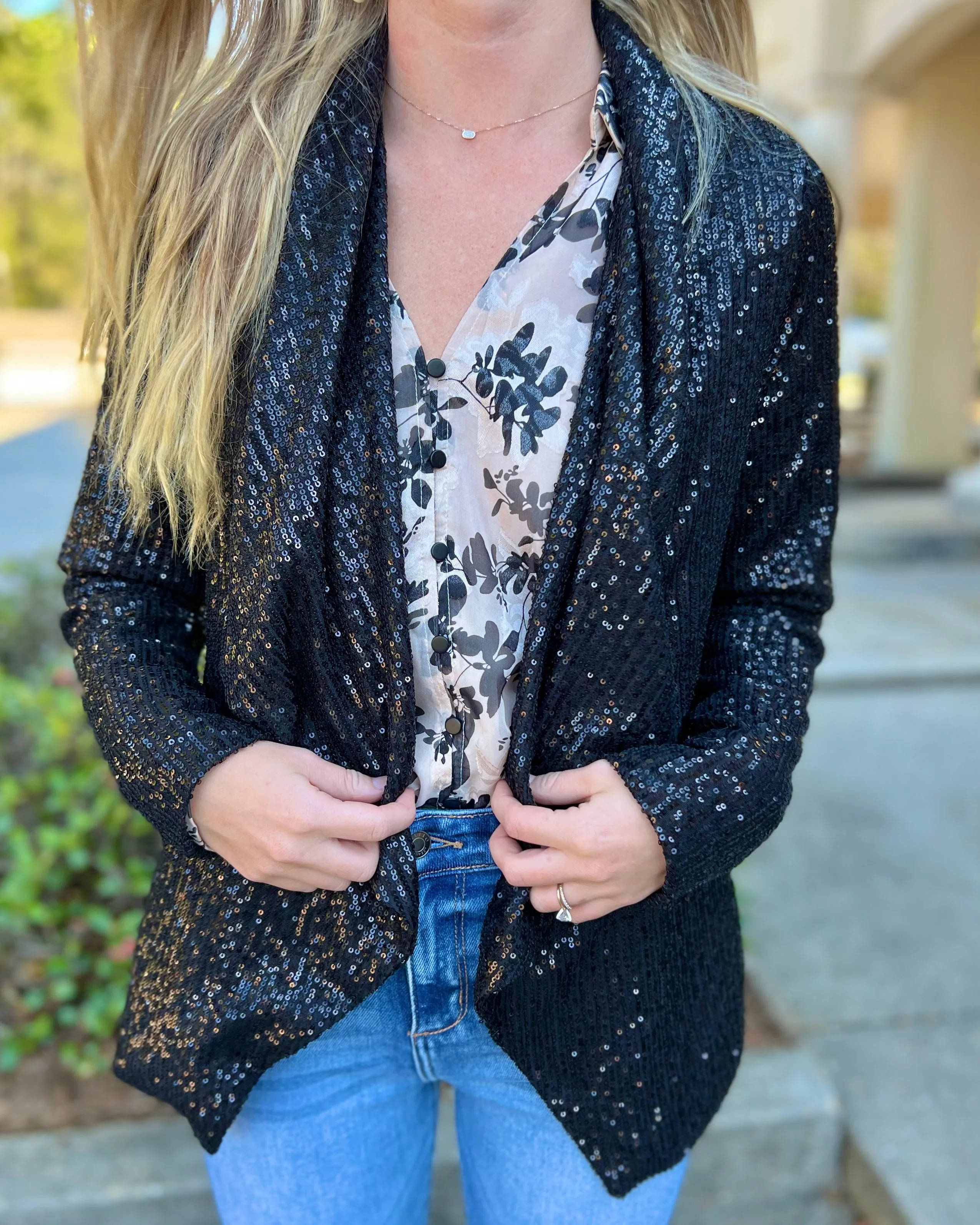 I Mean Business Black Sequin Blazer