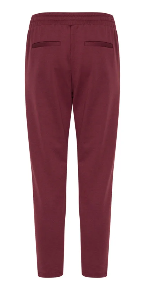 Ichi Cropped Ponte Knit Jogger, wine
