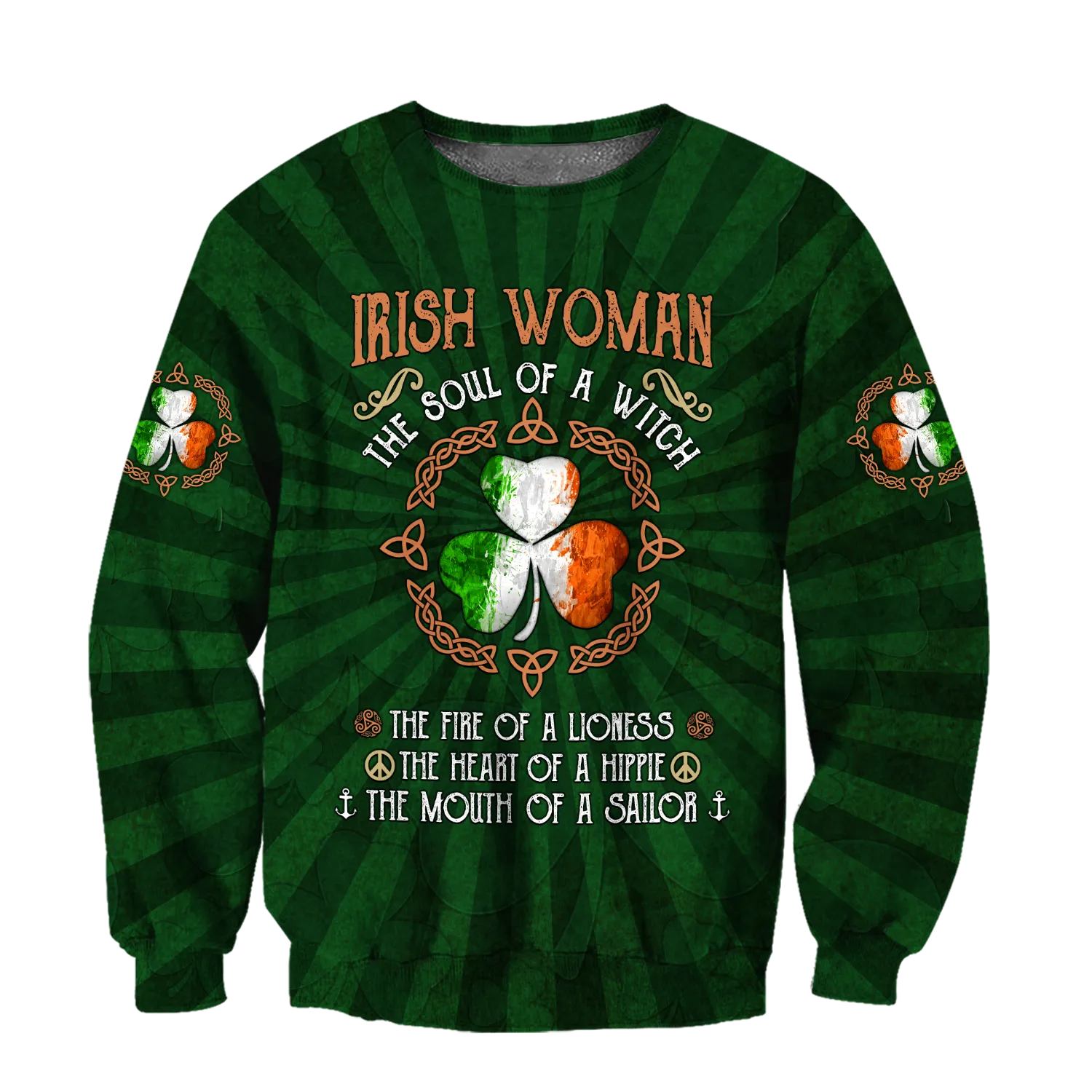 Irish Woman The Soul Of a Witch 3D Shirt, Shamrock Ireland Flag Shirt, Gif for Patrick's Day