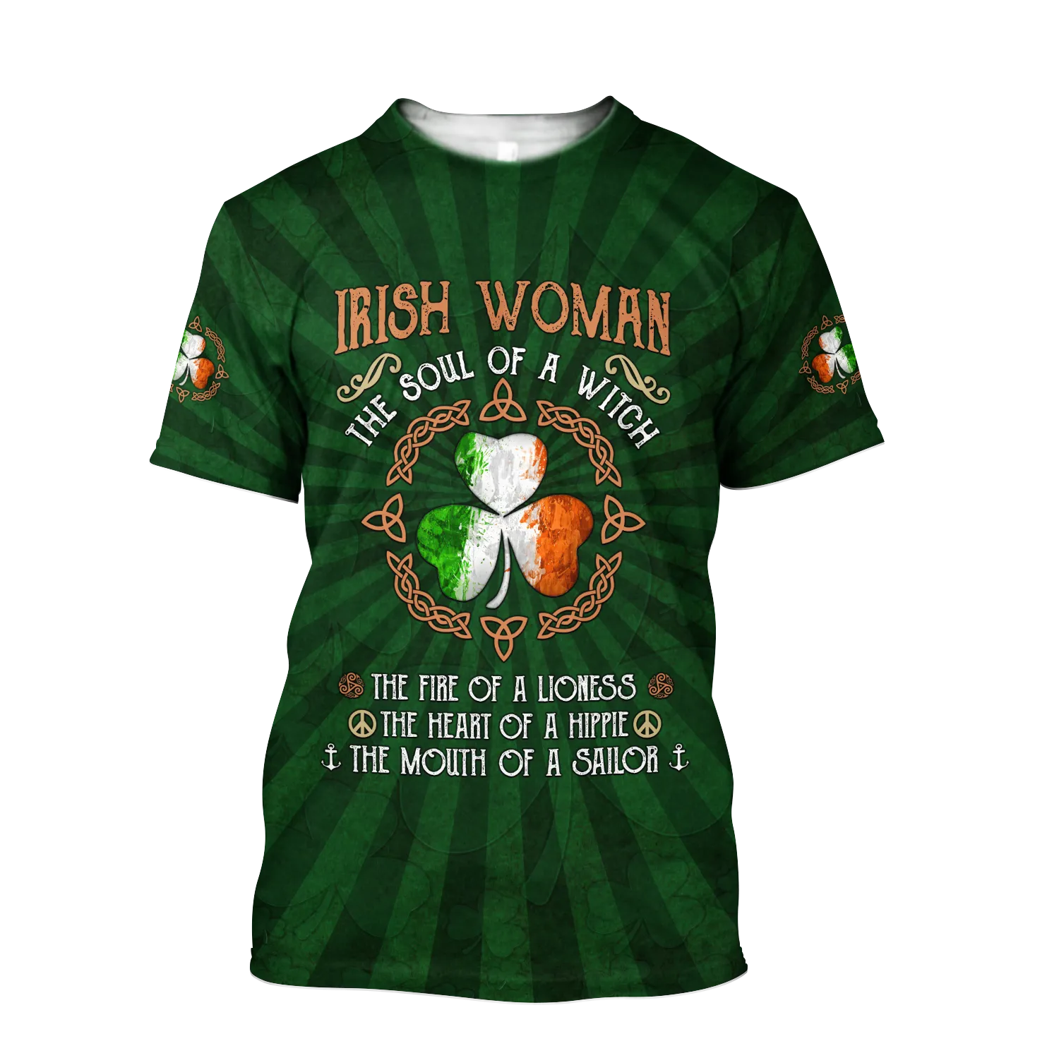 Irish Woman The Soul Of a Witch 3D Shirt, Shamrock Ireland Flag Shirt, Gif for Patrick's Day