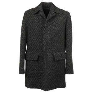 Kiton Dark Green Textured Boucle Wool Overcoat