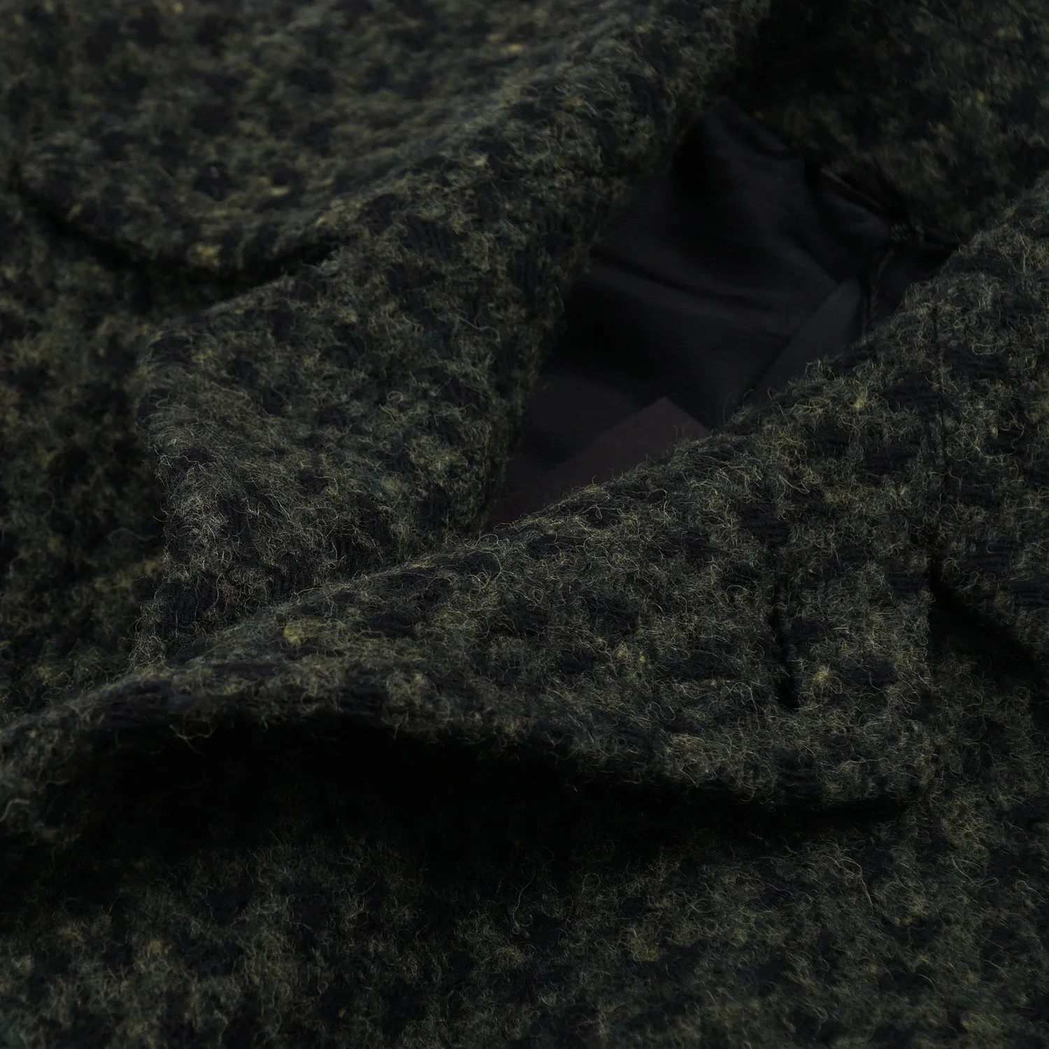 Kiton Dark Green Textured Boucle Wool Overcoat