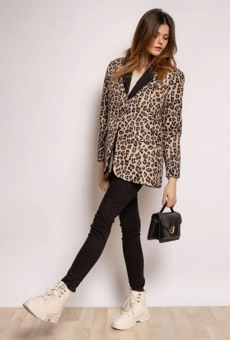 Ladies Leopard Print Blazer
