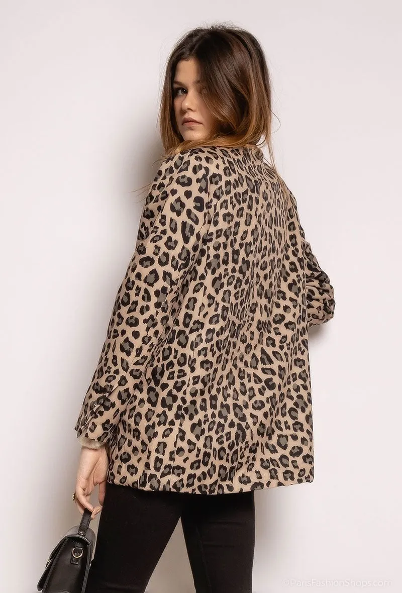 Ladies Leopard Print Blazer