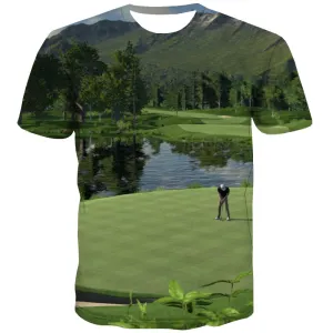Lawn T-shirt Men Golf Tshirts Cool Forest Tshirt Printed Natural T shirts Funny Game Tshirts Casual