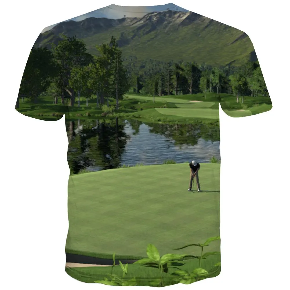 Lawn T-shirt Men Golf Tshirts Cool Forest Tshirt Printed Natural T shirts Funny Game Tshirts Casual