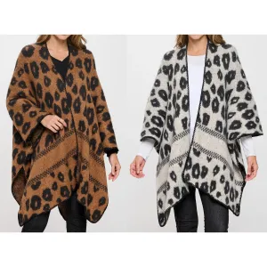 Leila Fuzzy Leopard Ruana