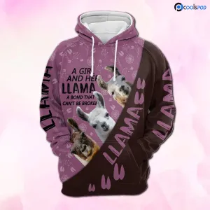 Llama 3D Hoodie a Girl And her Llama A Bond That Can't Be Broken, Women Farm Hoodie