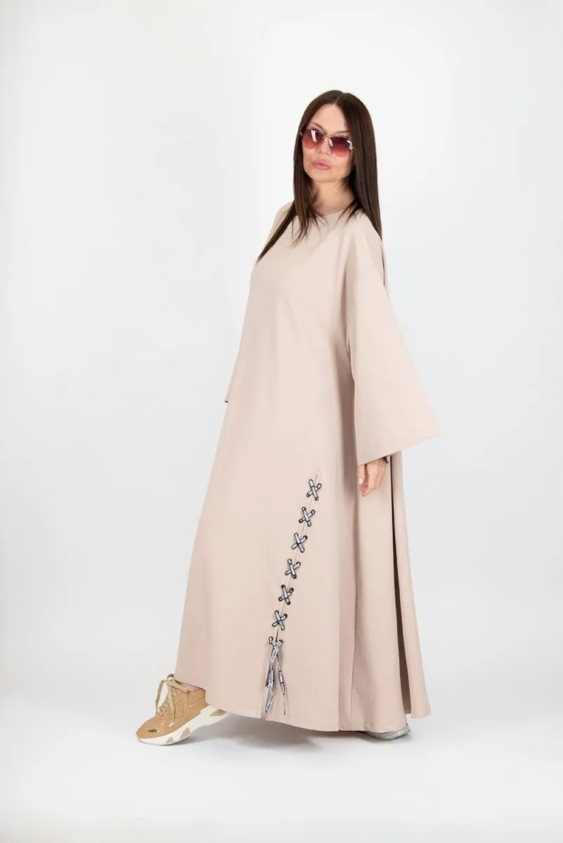 Long Beige Dress with pocket SAVINA
