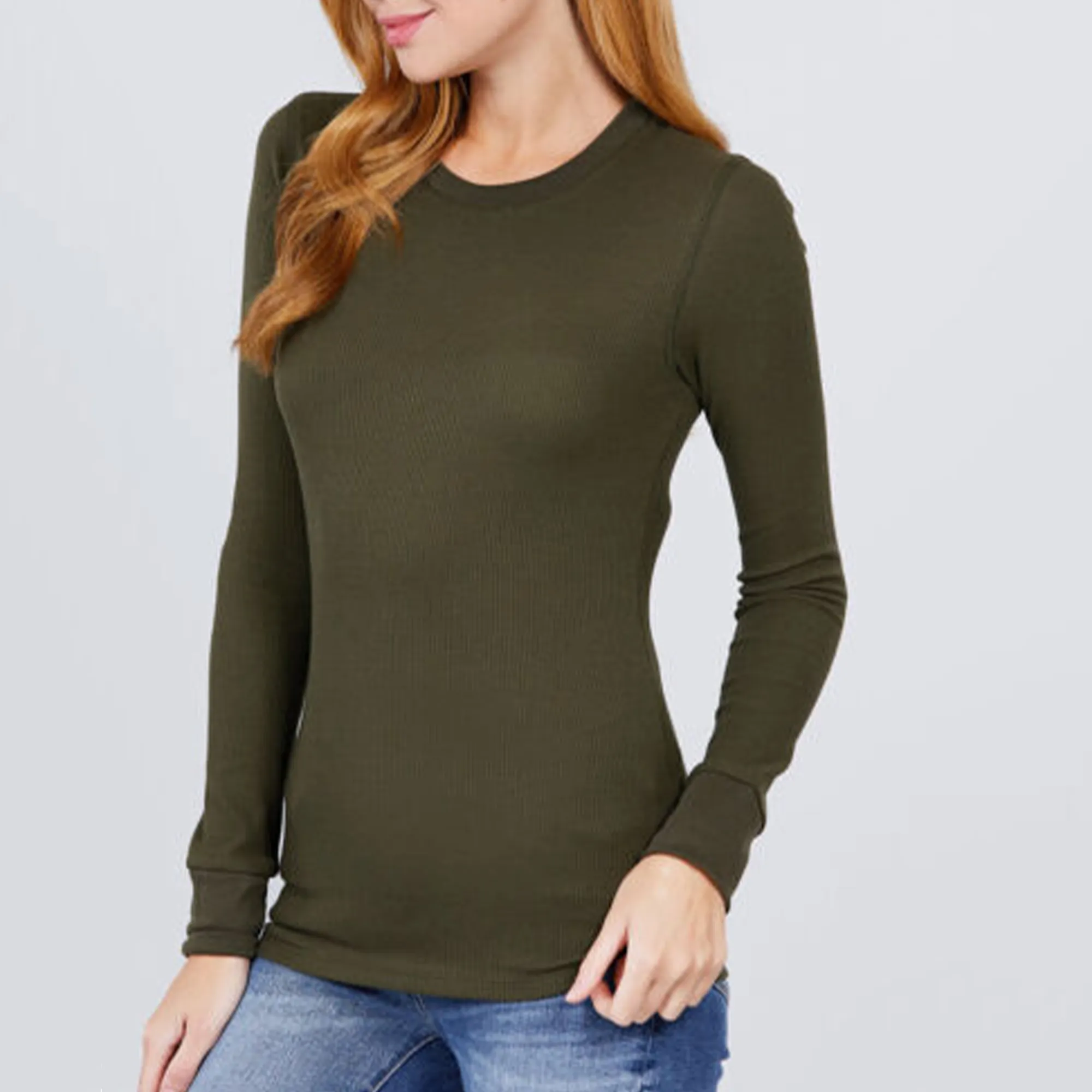 Long Sleeve Crew Thermal Knit Top