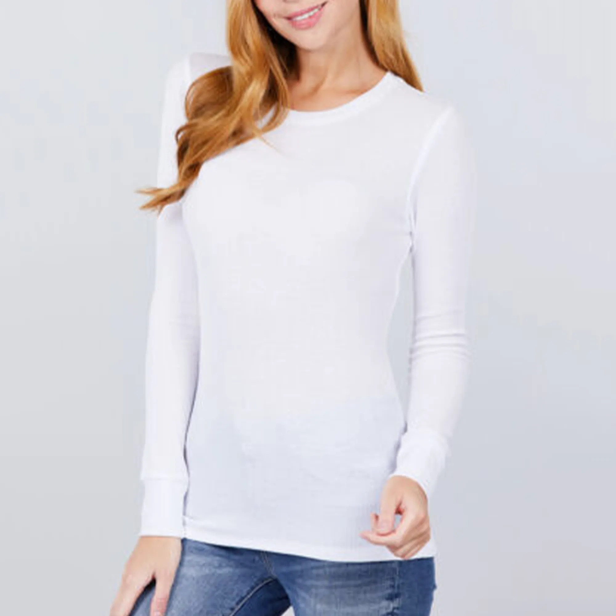 Long Sleeve Crew Thermal Knit Top