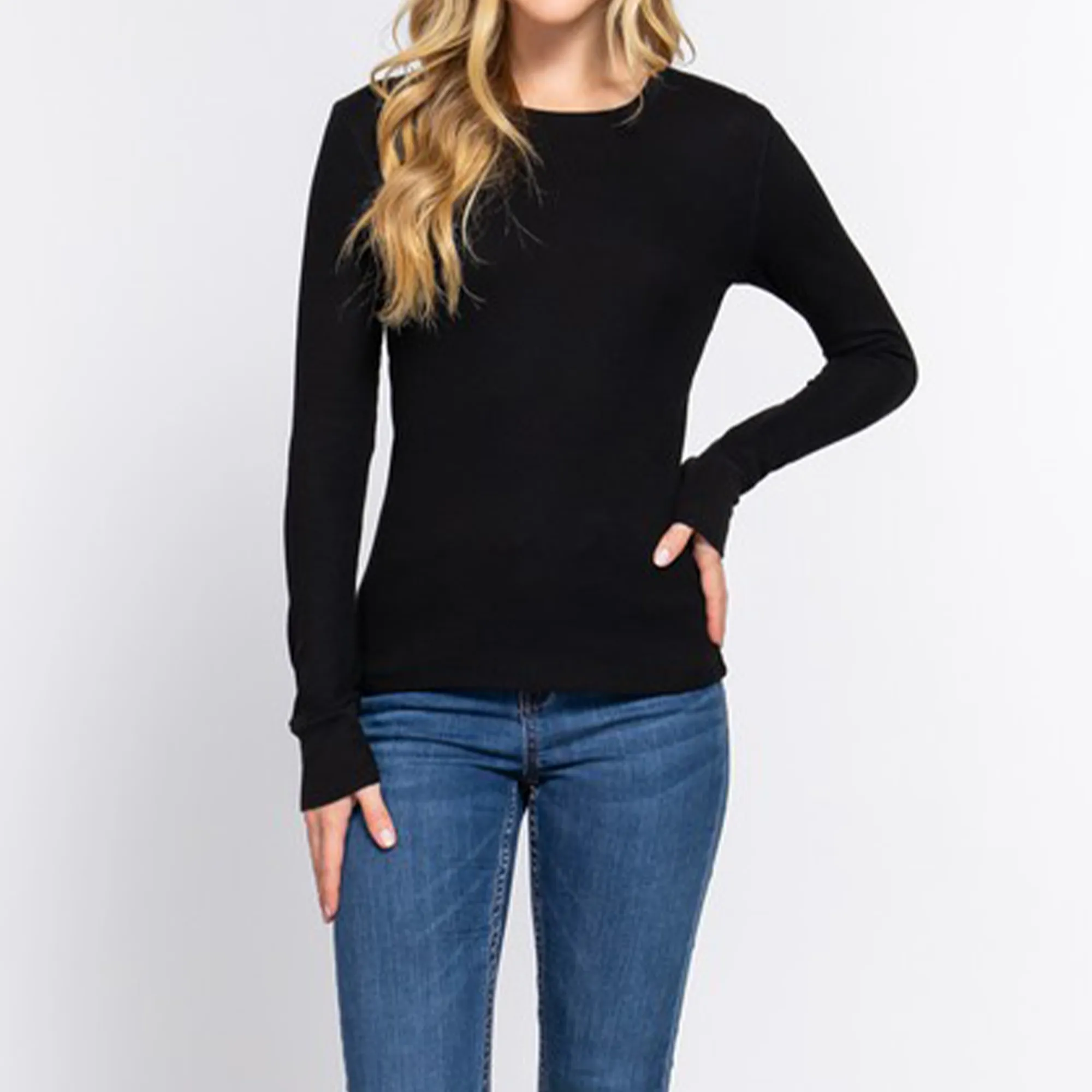 Long Sleeve Crew Thermal Knit Top