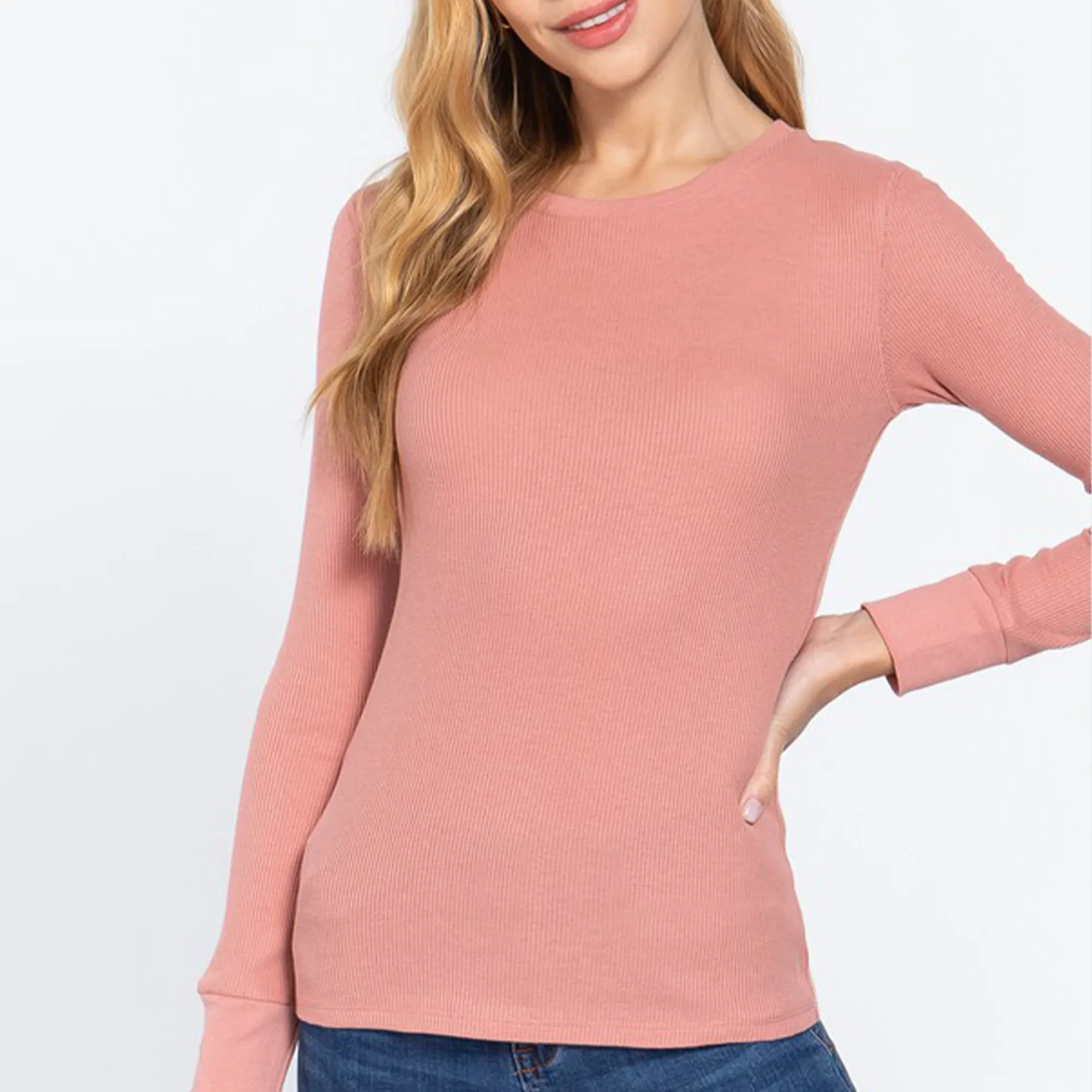 Long Sleeve Crew Thermal Knit Top
