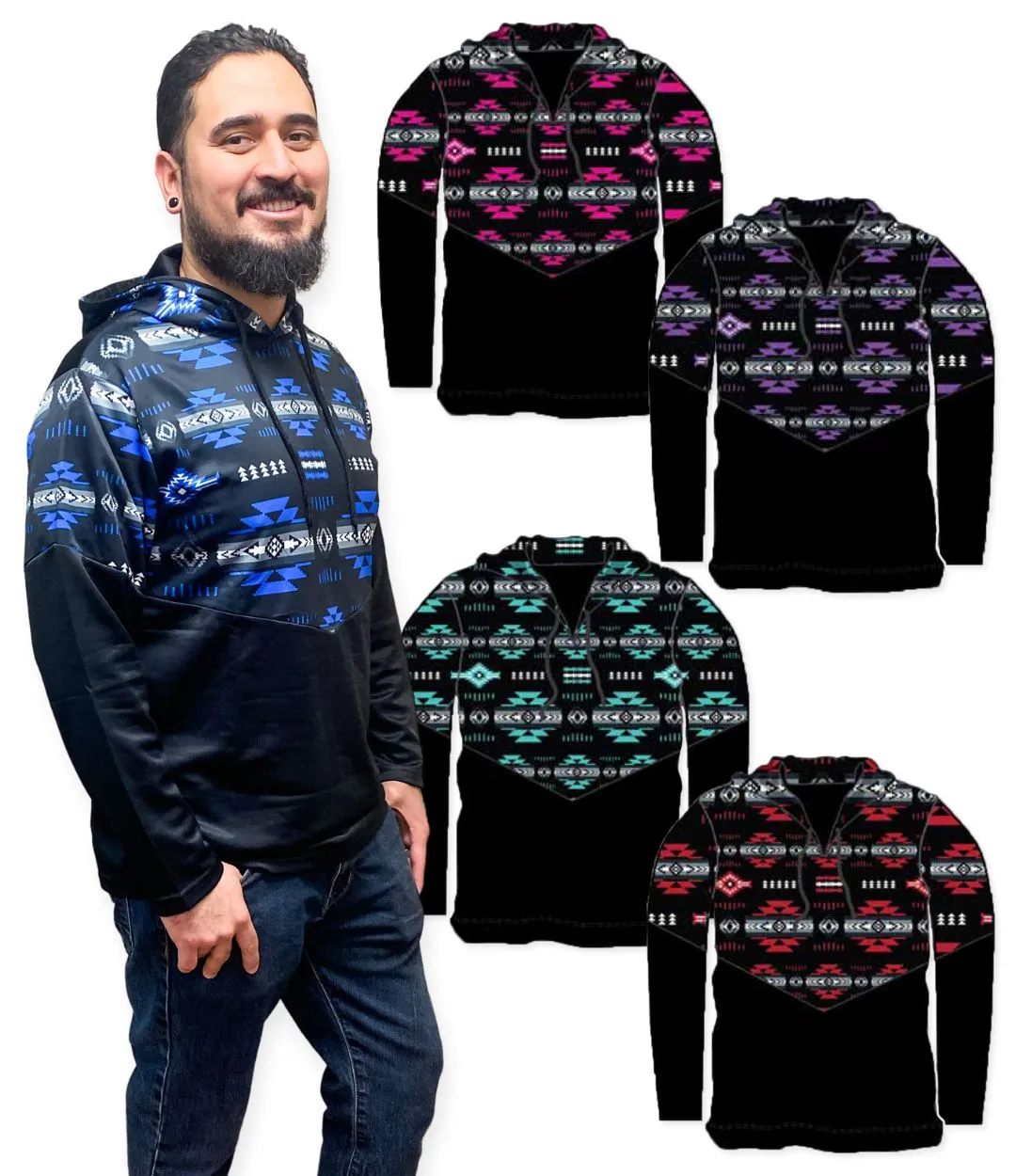 <font color="red">NEW!</font> X-LARGE RED Traditional Southwest Hoodie Pullovers!