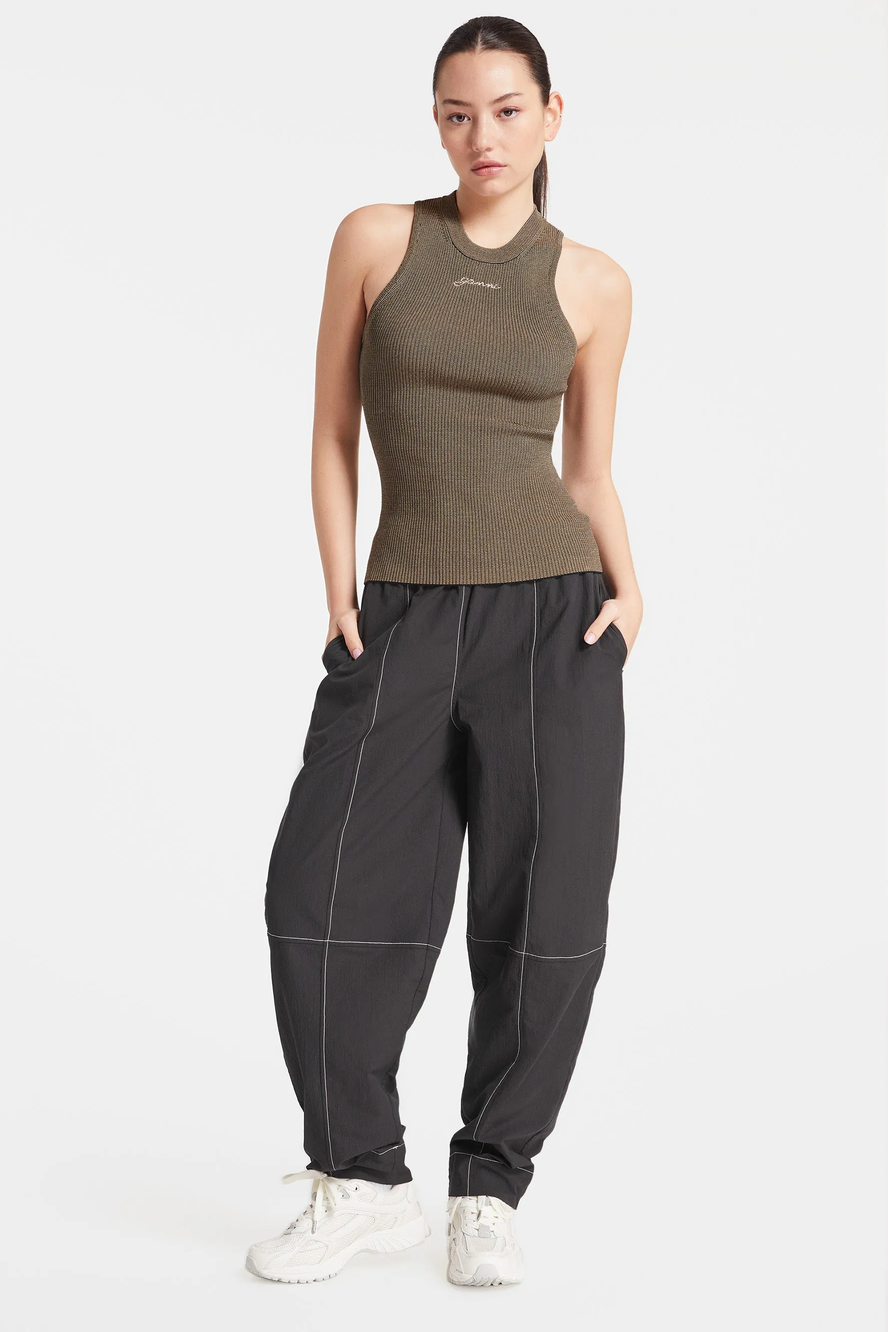 Melange Knit Sleeveless Top - Safari