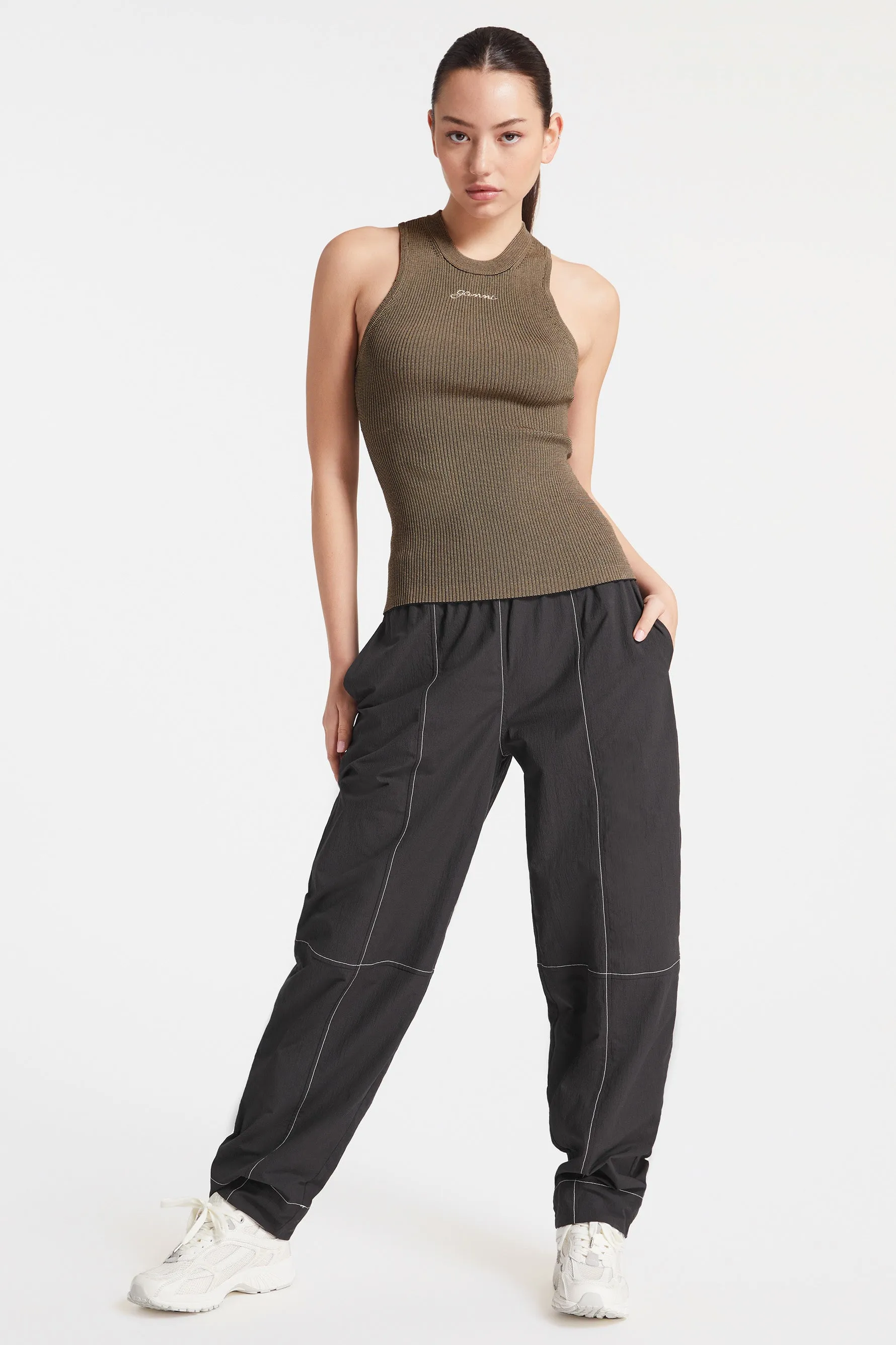 Melange Knit Sleeveless Top - Safari