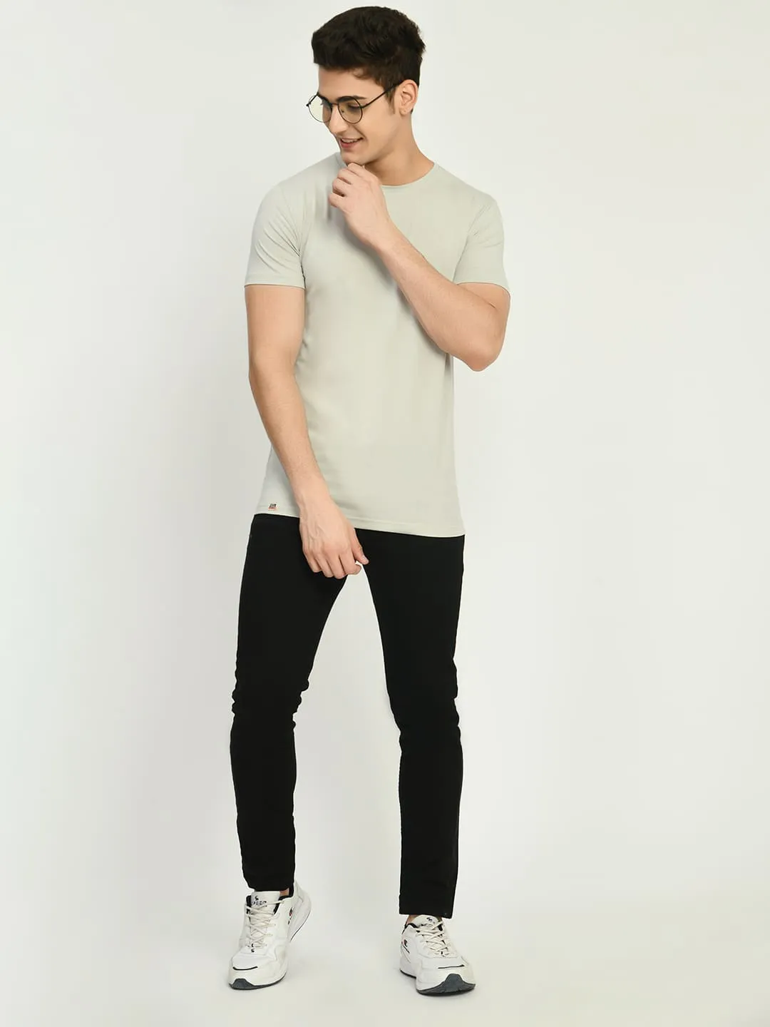 Men's Basic Gray Round Neck T-Shirt