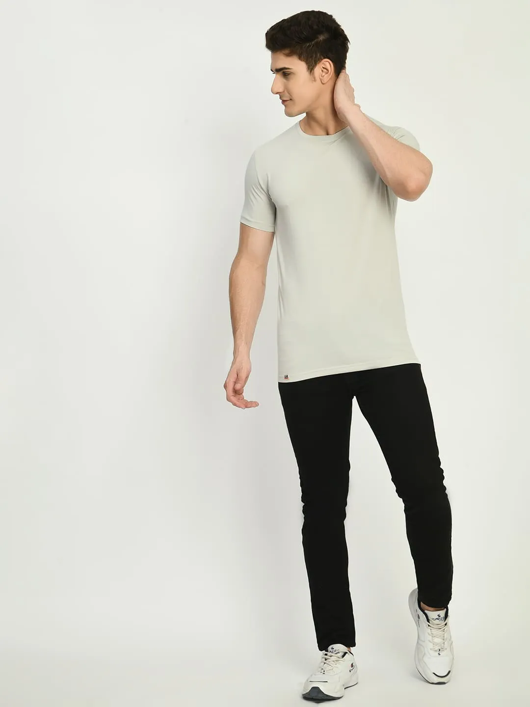 Men's Basic Gray Round Neck T-Shirt