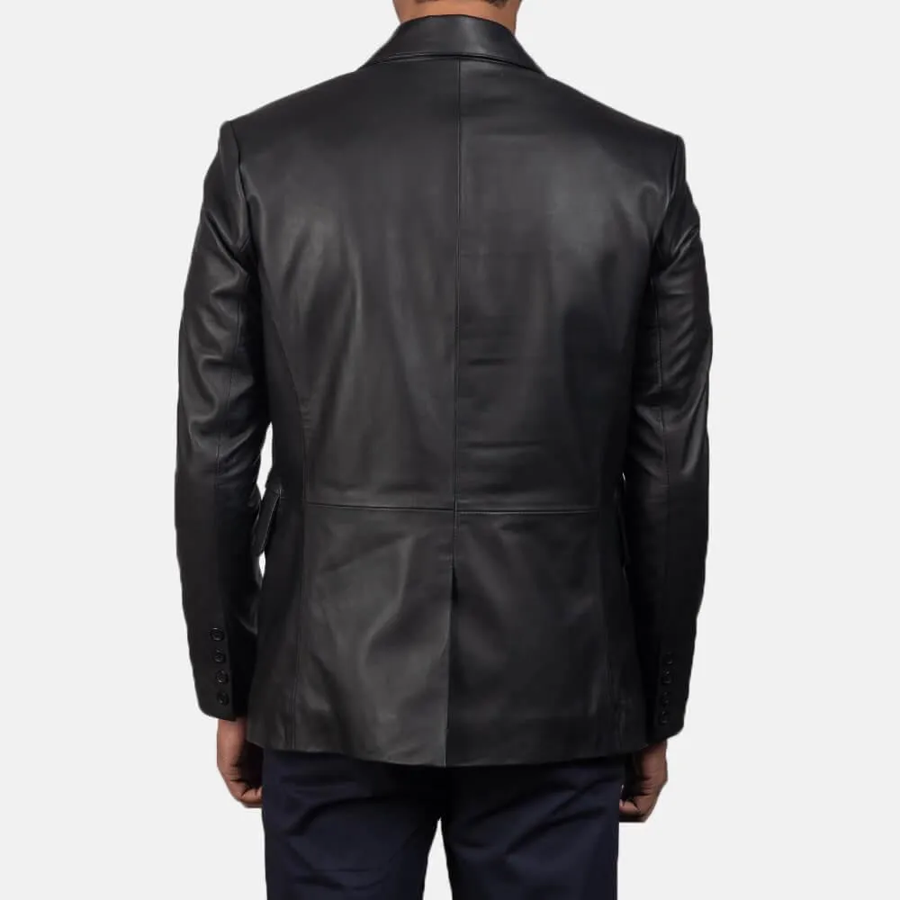 Men's Daron Black Leather Blazer Jacket