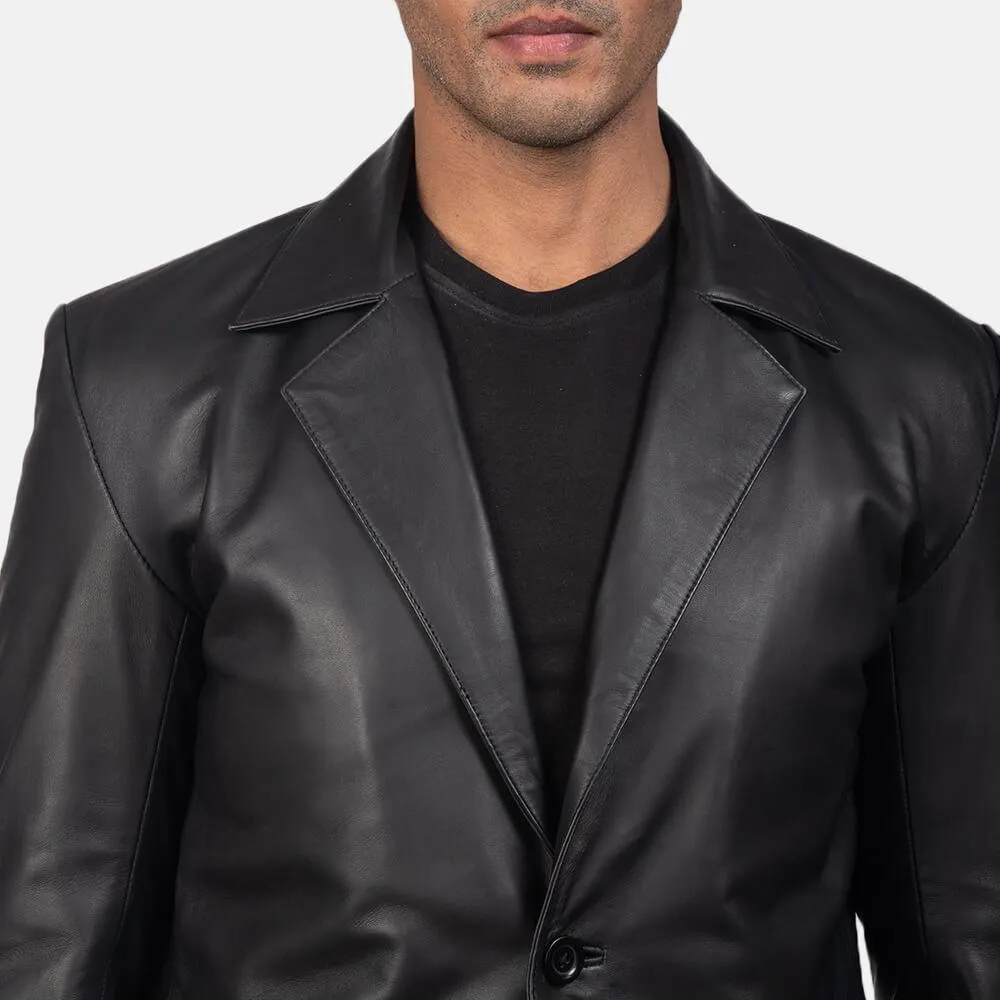 Men's Daron Black Leather Blazer Jacket