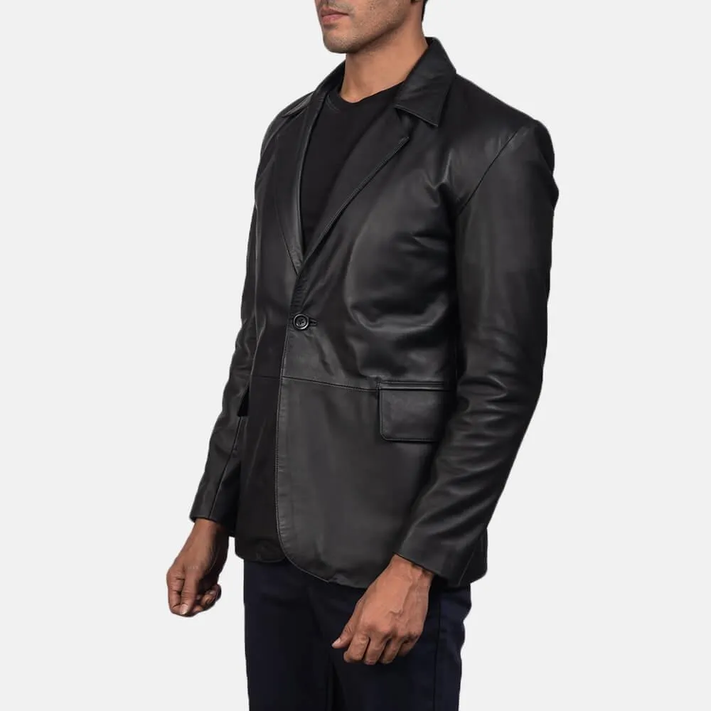 Men's Daron Black Leather Blazer Jacket