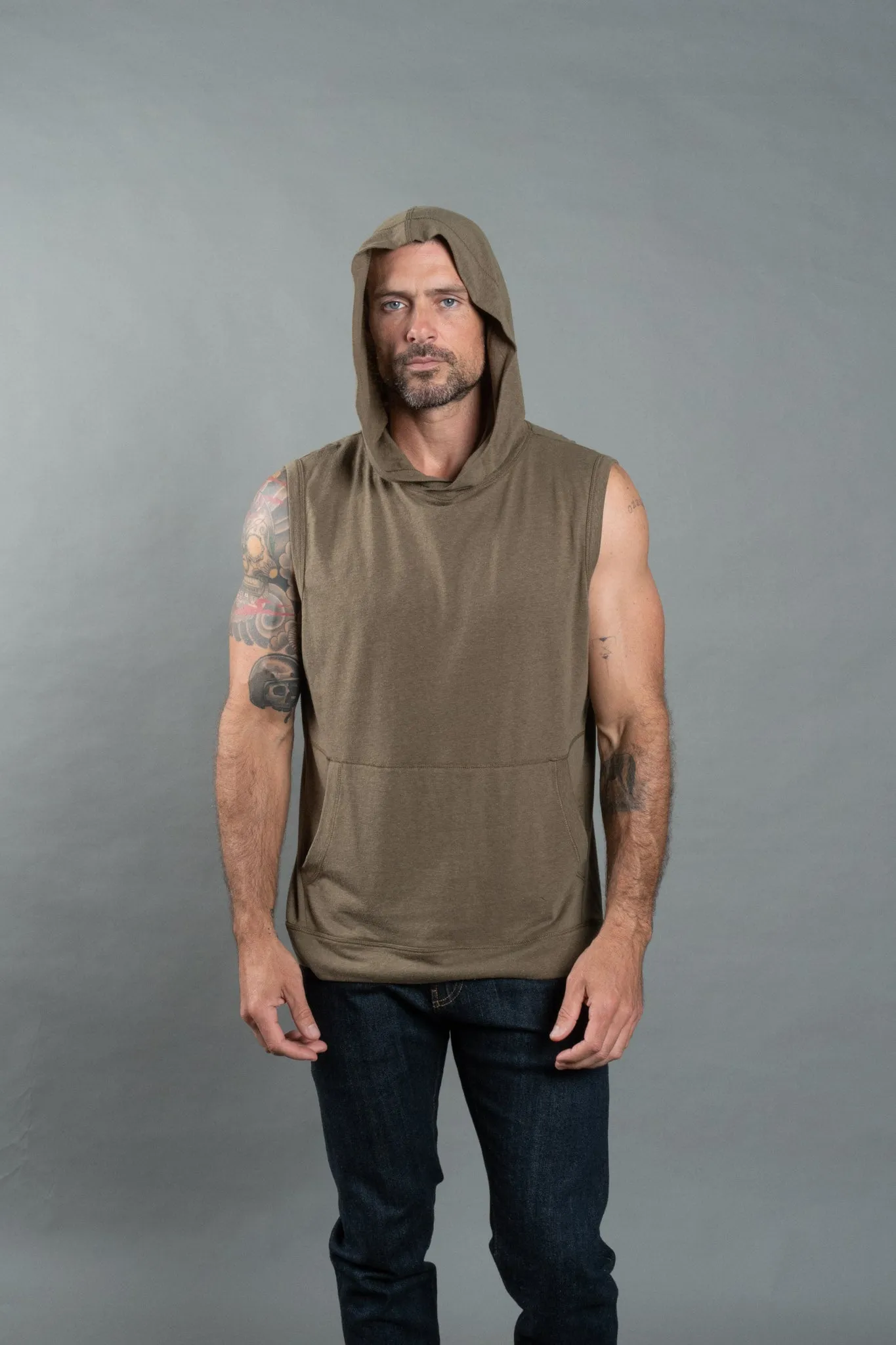 Men's Sleeveless Tri-Blend Hoodie