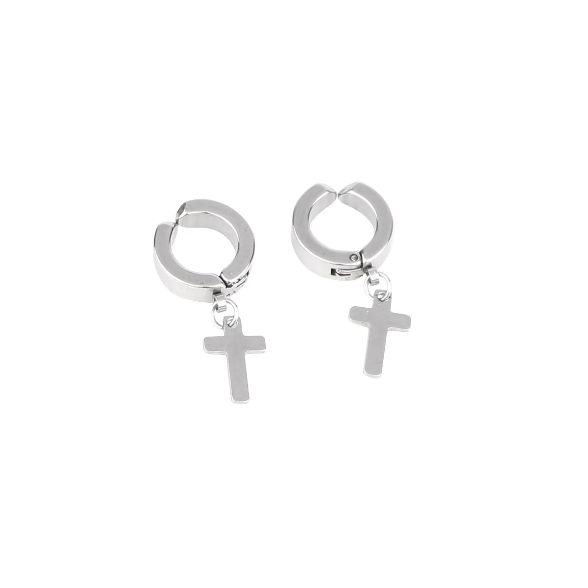 Minimalist Cross Hoop Earring