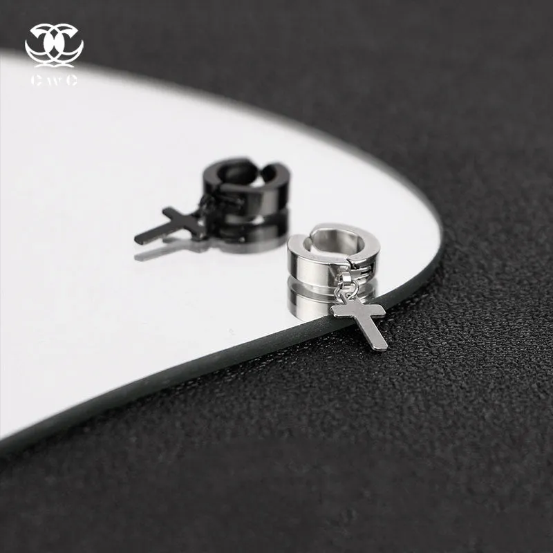 Minimalist Cross Hoop Earring
