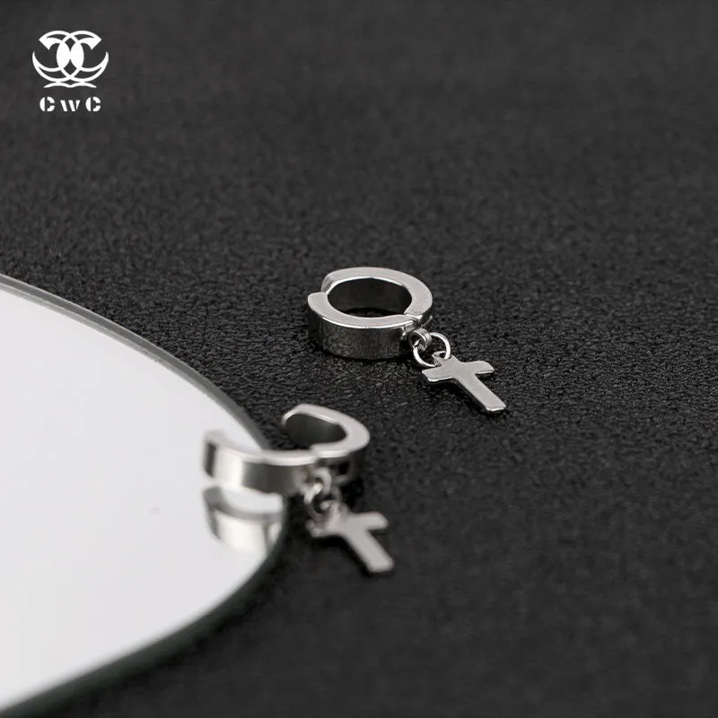 Minimalist Cross Hoop Earring