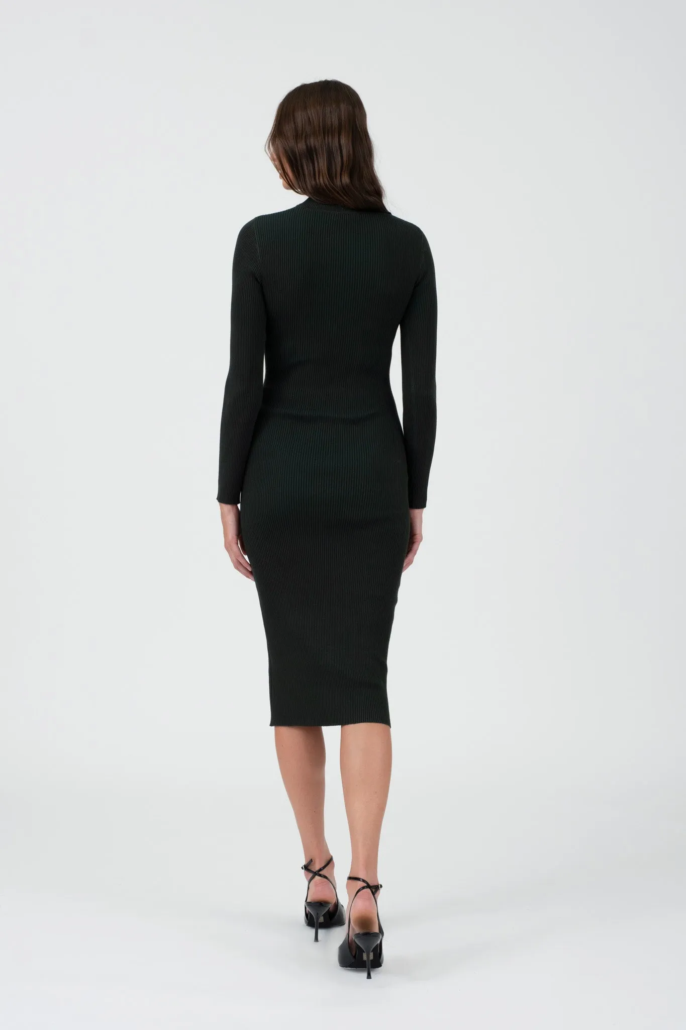 MOCK NECK BODYCON SWEATER KNIT MIDI DRESS