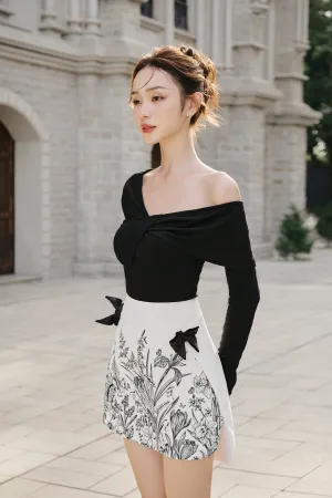 Molly Bodycon Asymmetric Neck Jersey Knit Top