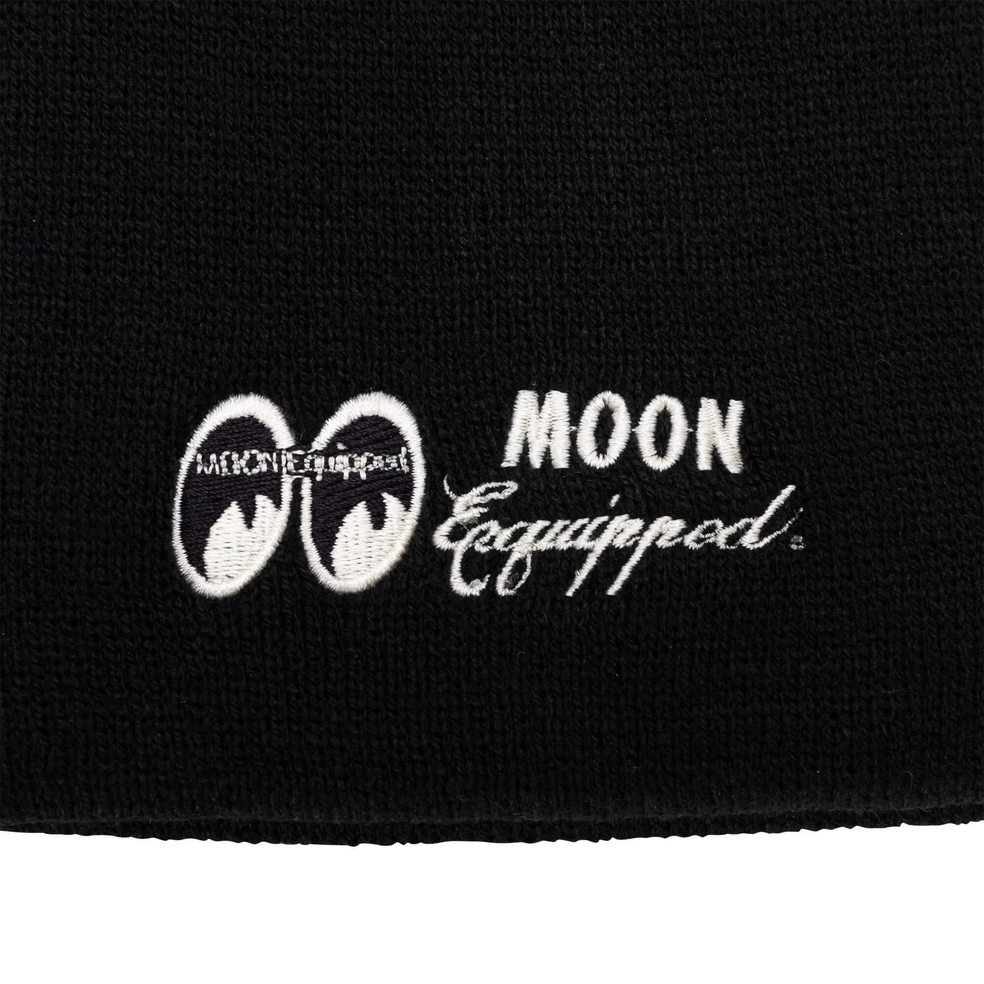 MOON Equipped Embroidered Short Beanie - Black
