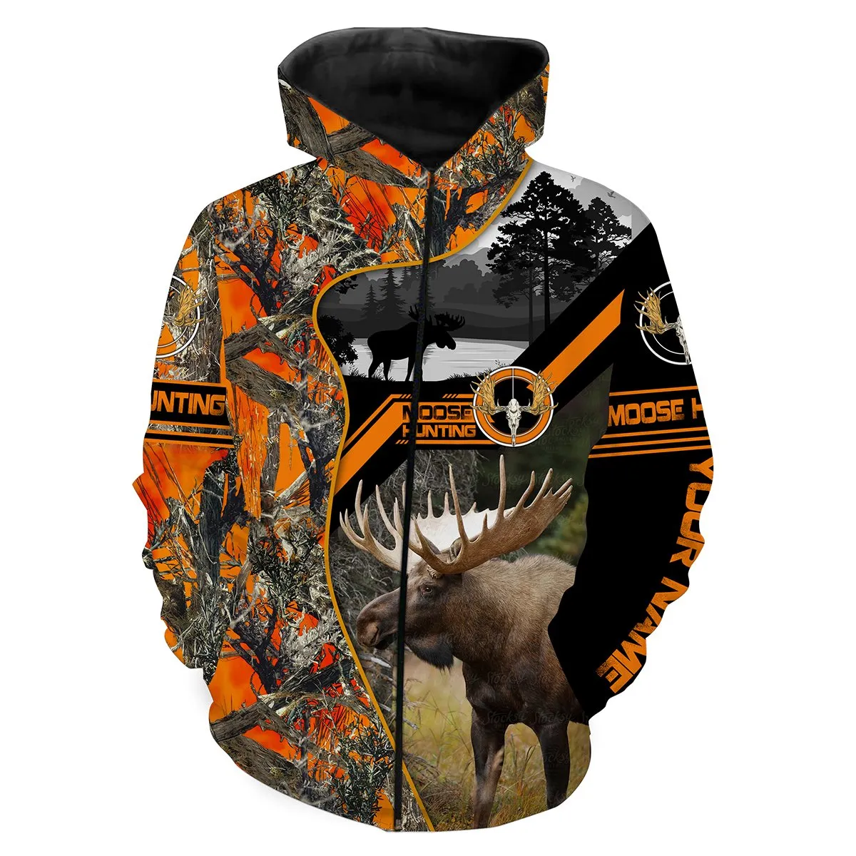 Moose hunting Custom Name 3D All over print Shirts, Face shield - personalized hunting gifts