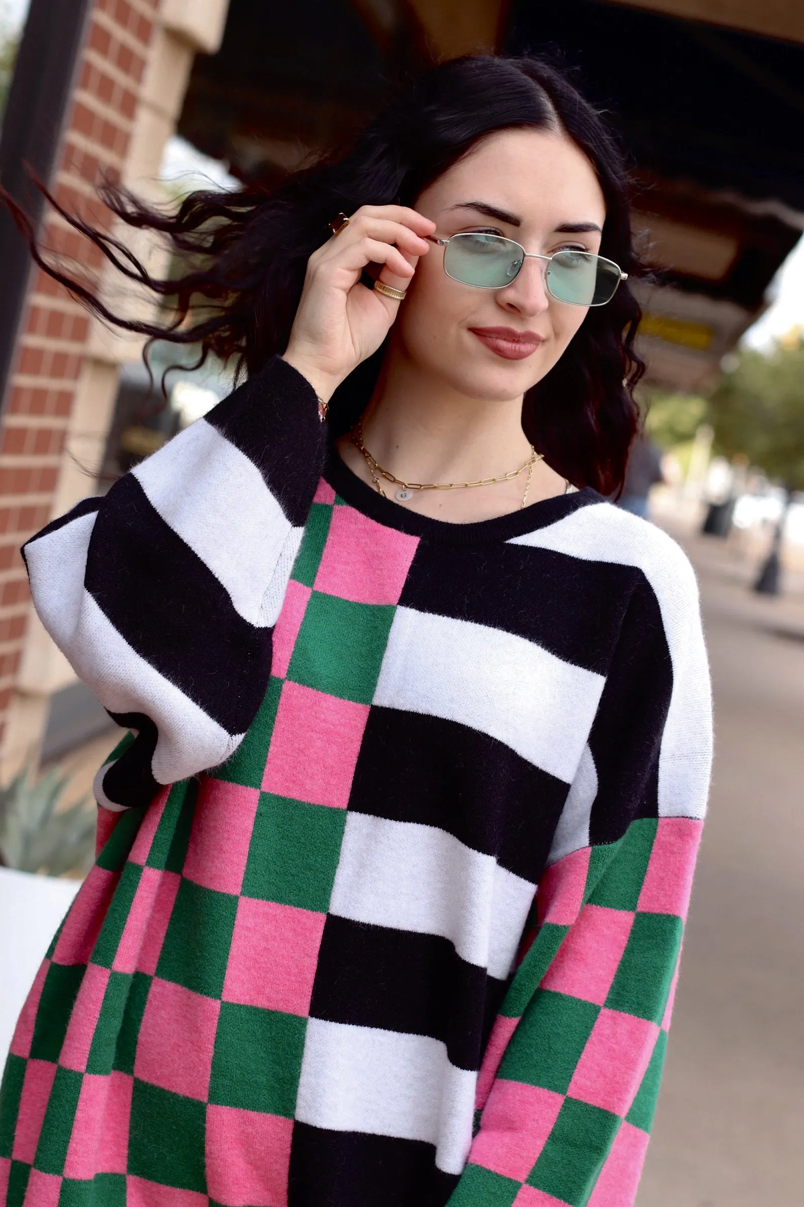 Moxie Sweater Dress   Pink/Black