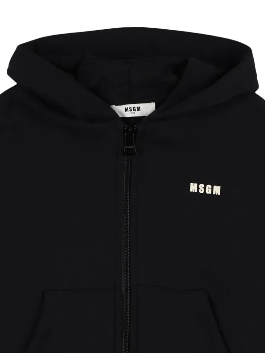 MSGM   Printed cotton zip-up hoodie 