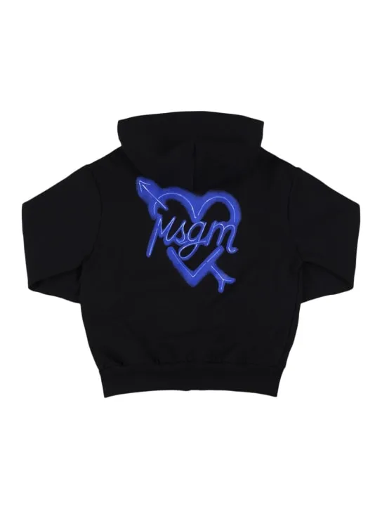 MSGM   Printed cotton zip-up hoodie 