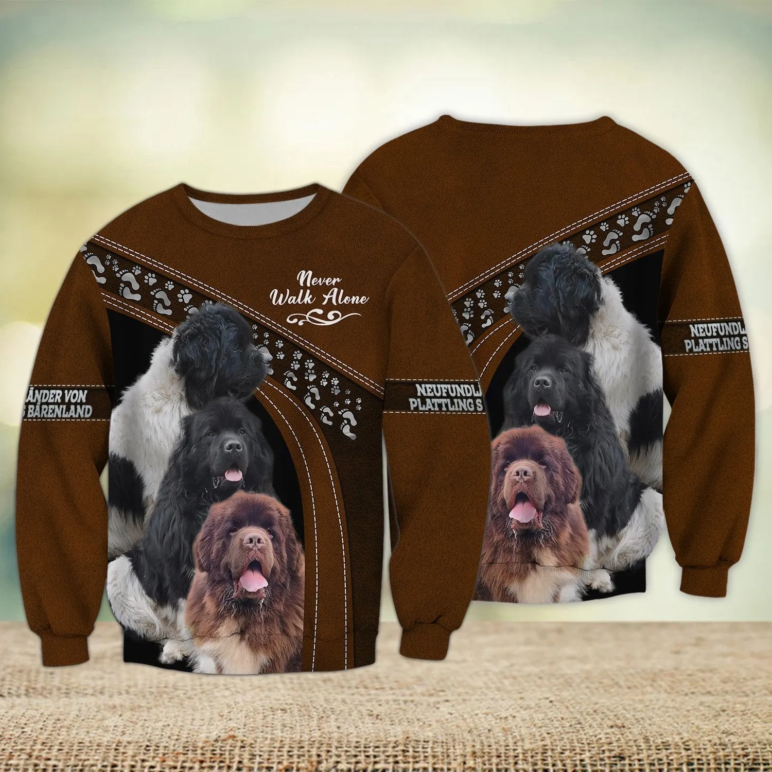 Neufundländer von Plattling s Bärenland Love Never Walk Alone 3D Full Print Shirts, Shirt For Dog Lovers, Dog Memorial Gifts for loss of Dog