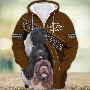 Neufundländer von Plattling s Bärenland Love Never Walk Alone 3D Full Print Shirts, Shirt For Dog Lovers, Dog Memorial Gifts for loss of Dog