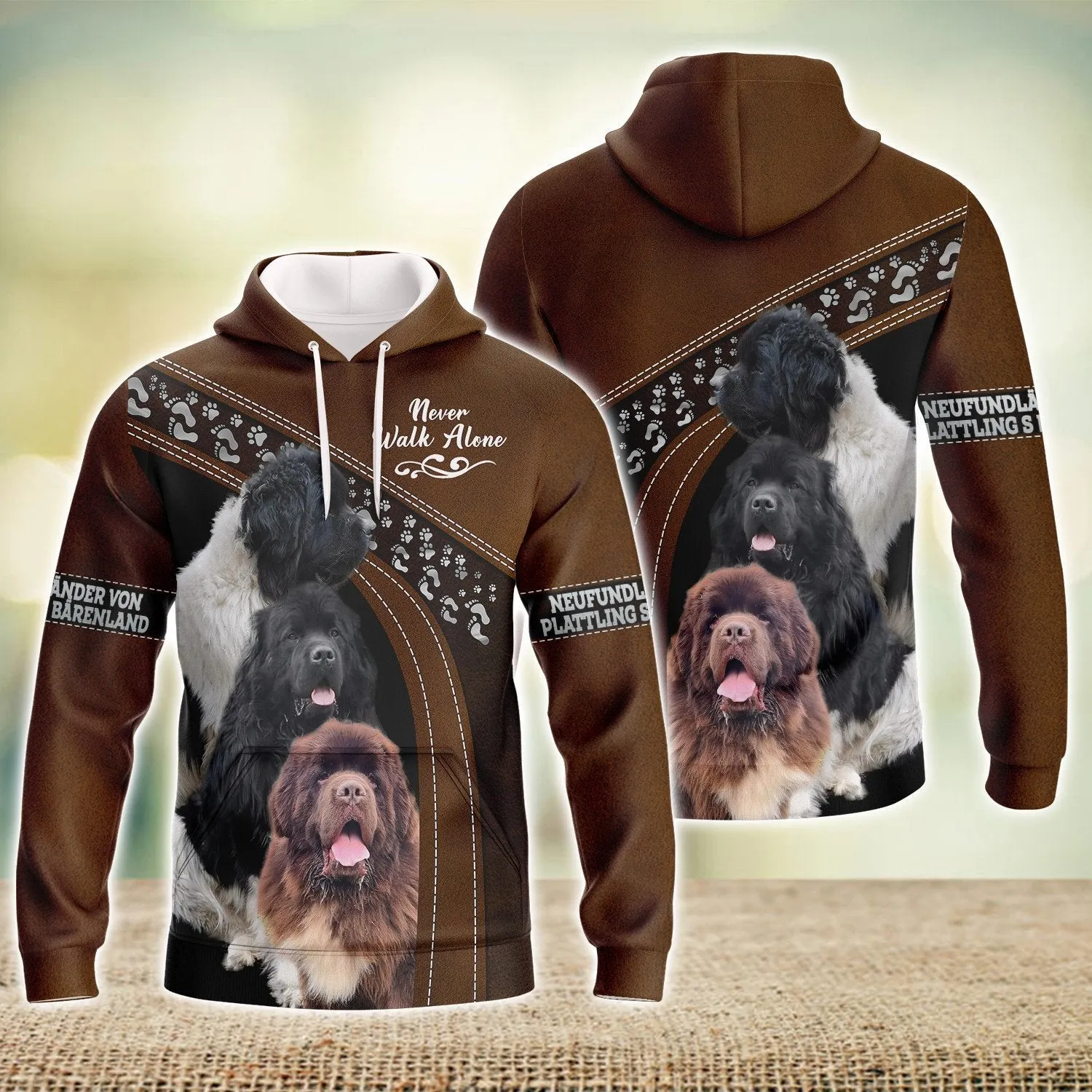 Neufundländer von Plattling s Bärenland Love Never Walk Alone 3D Full Print Shirts, Shirt For Dog Lovers, Dog Memorial Gifts for loss of Dog