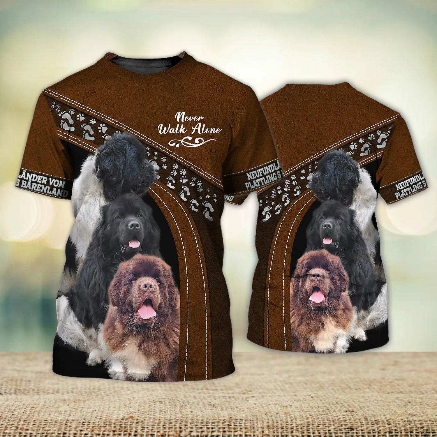 Neufundländer von Plattling s Bärenland Love Never Walk Alone 3D Full Print Shirts, Shirt For Dog Lovers, Dog Memorial Gifts for loss of Dog